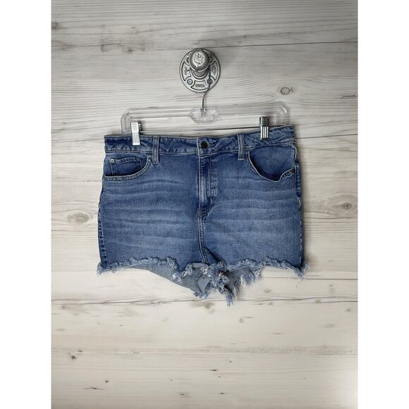 Guess Shorts Womens 31 Blue Denim High Rise Cutoff Raw Hem Frayed Distressed - Picture 1 of 12